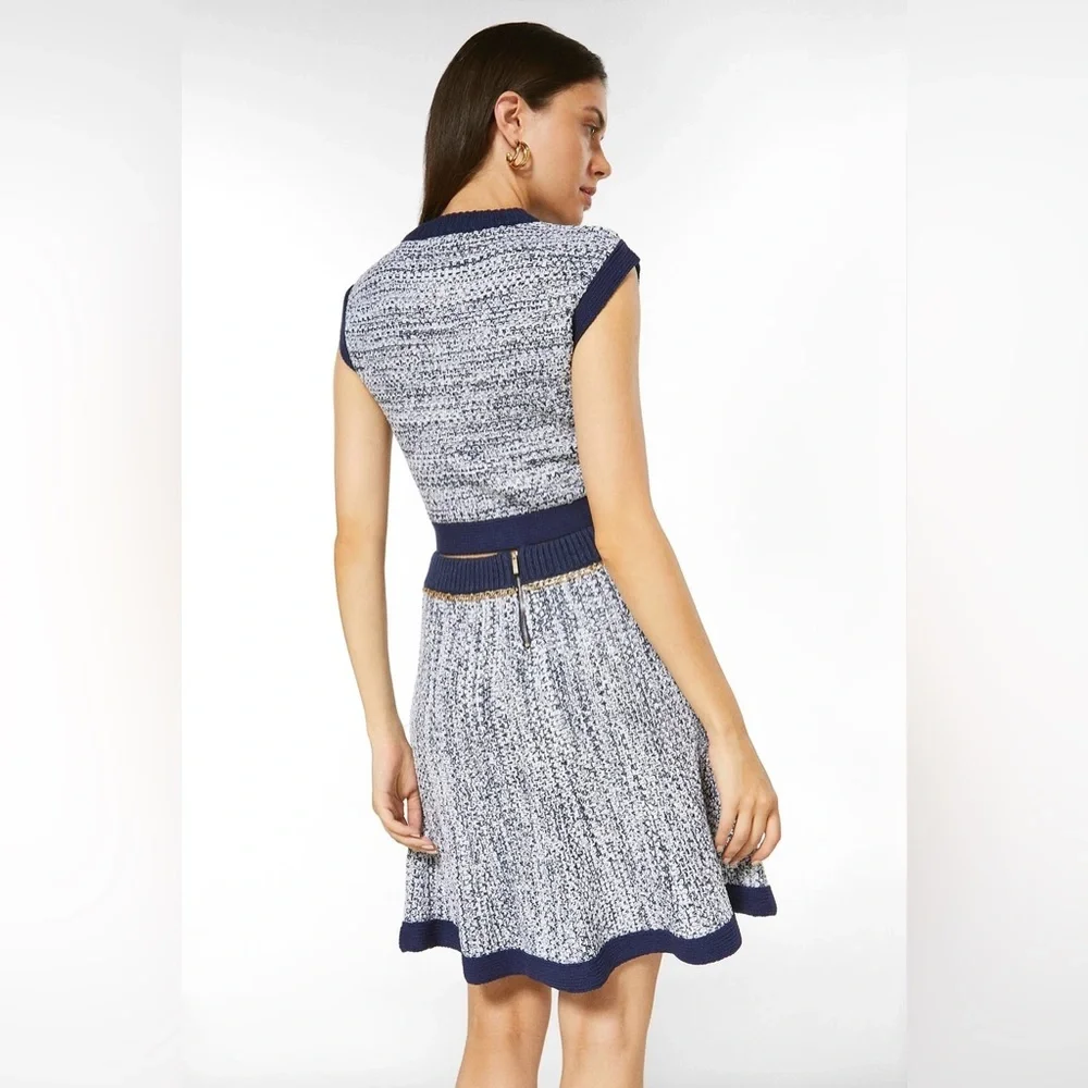 Karen Millen Tweed Knit Military Trim Top Size XS And Chain Detail Skirt Size M‎